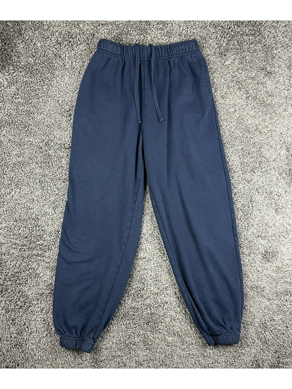 Garage Women's Small S Fleece Joggers Sweatpants Navy Blue Elastic Cinch Hem